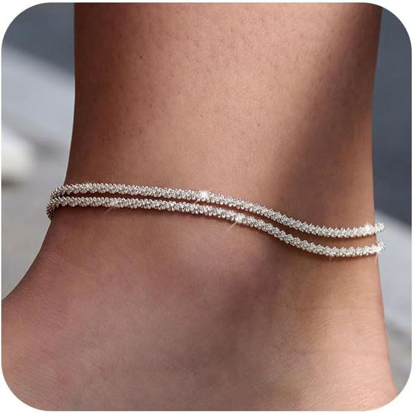 Ankae Sparkly Cuban Anklet