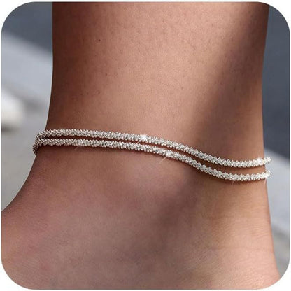 Ankae Sparkly Cuban Anklet
