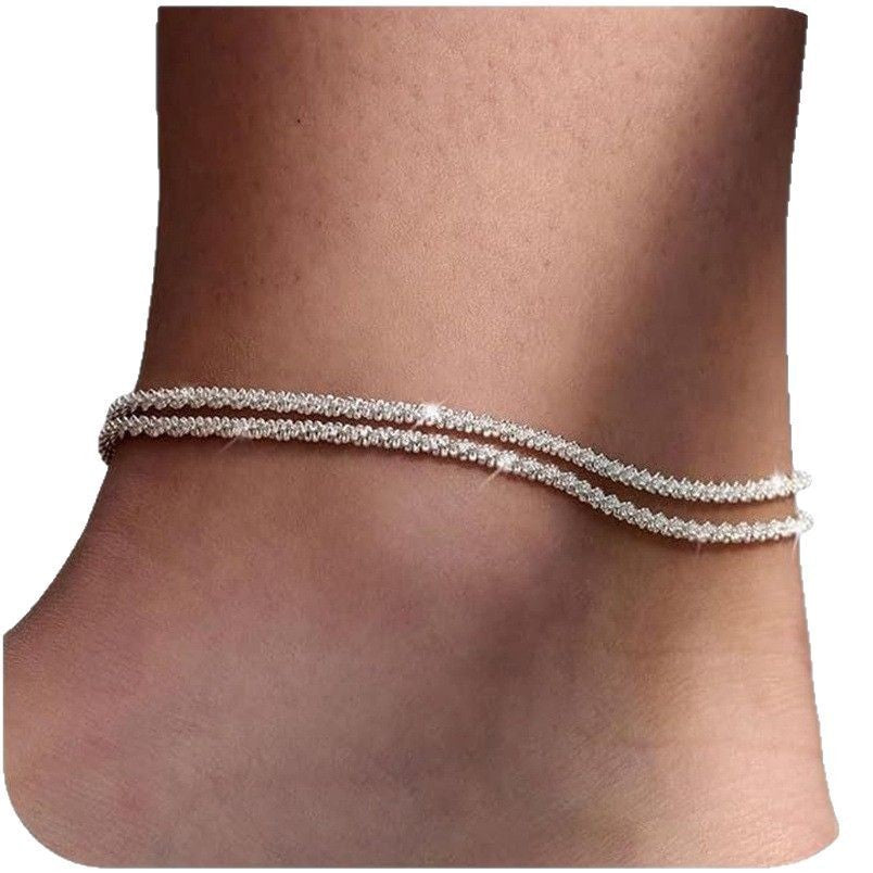 Ankae Sparkly Cuban Anklet