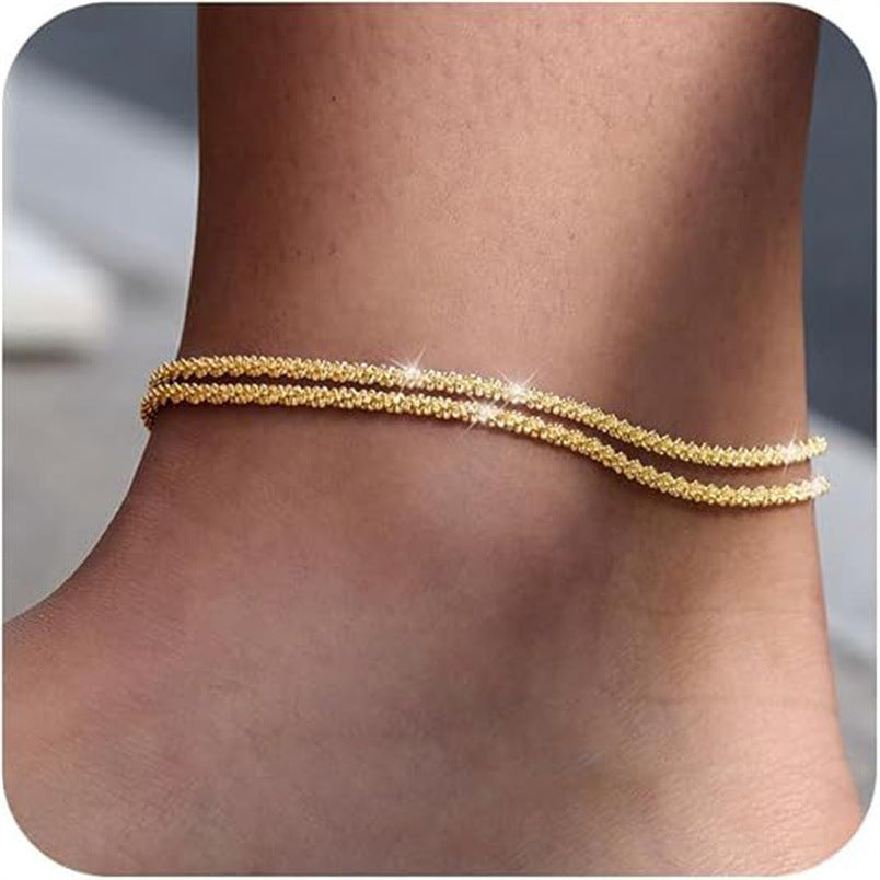 Ankae Sparkly Cuban Anklet